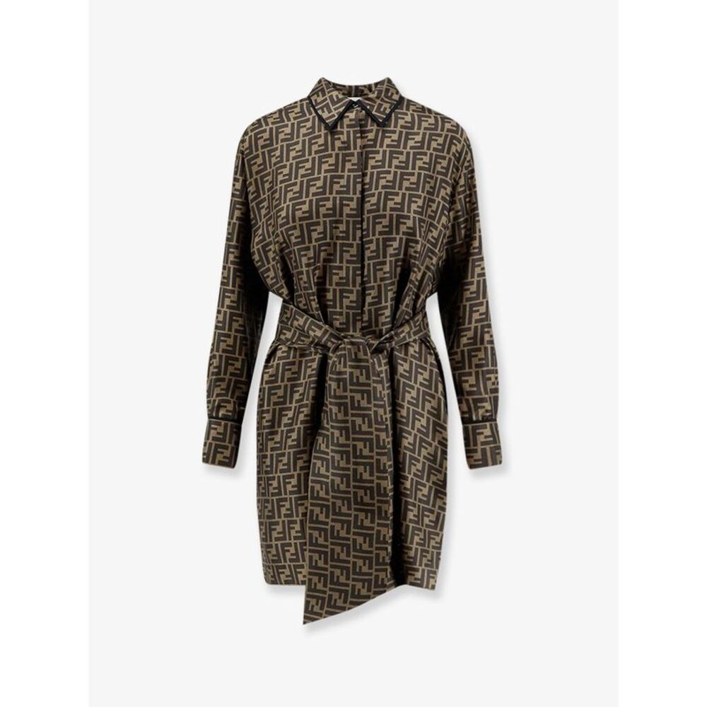 Fendi Women Silk Dress With All-Over Ff Motif